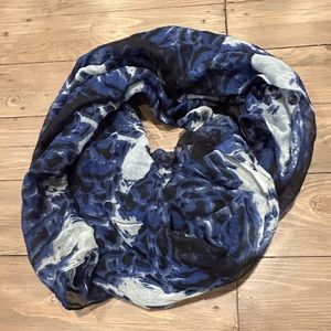 Infinity scarf, blue, black and white,